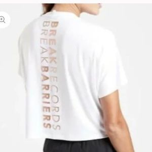 Athleta Allyson Felix white Legend cropped boxy tee shirt